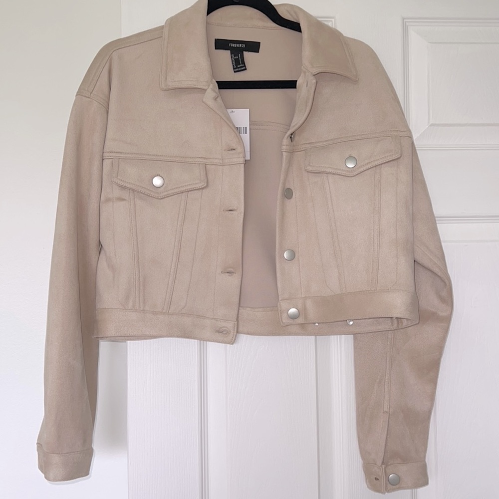 faux suede cropped jacket